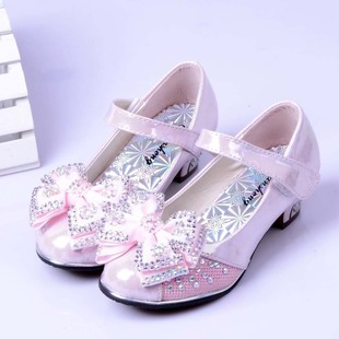12韩版儿童高跟鞋 公主皮鞋 夏季儿童小跟鞋 镶