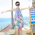 VIVI昕薇杂志推荐海滩女孩牛仔 碎花 吊带裙 连衣裙 SJ028075