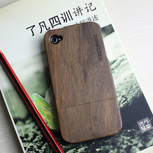 Geekcook 苹果iPhone4 4S黑胡桃木壳配件 手机壳木质竹制保护套壳