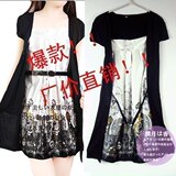 2010helensky夏装换季绝美通勤开衫假两件套大码显瘦连衣裙子秋款