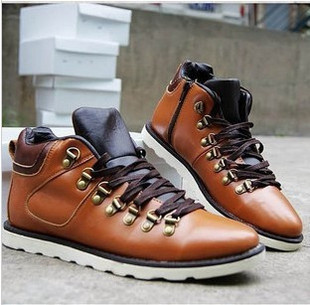  杂志时尚潮流高帮男式牛仔靴工装潮韩版男靴短靴子潮流马丁靴