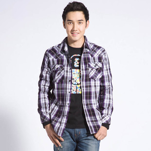 【新】【<span class=H>森马</span>Semir】男款多色格子纯棉时尚长袖<span class=H>衬衫</span>081151006正品