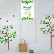 墙贴 客厅卧室电视背景壁纸 三色树 韩国田园风腰线 植物墙贴画纸
