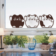靓彩 客厅 房门 卧室 冰箱 玻璃墙可移除墙贴纸招财猫3个/套