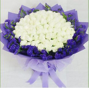 上海鲜花速递 99朵白玫瑰花束 情人节七夕鲜花 上海鲜花实体店
