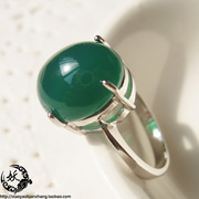 天然绿玛瑙古典小清新925纯银戒指复古指环食指戒指女时尚