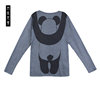 100元3件区 自然元素印花抱抱熊猫纯棉套头长袖针织衫T恤