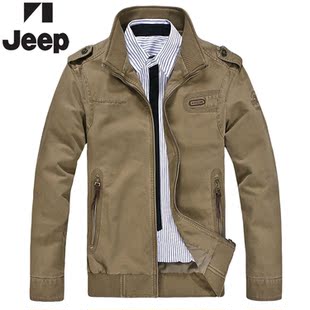  金冠吉普夹克 男103-HL502肩章JEEP普通宽松型商务休闲立领棉质秋