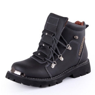  正品男靴子男士冬季短靴潮流男式韩版高帮鞋牛仔靴户外靴英伦