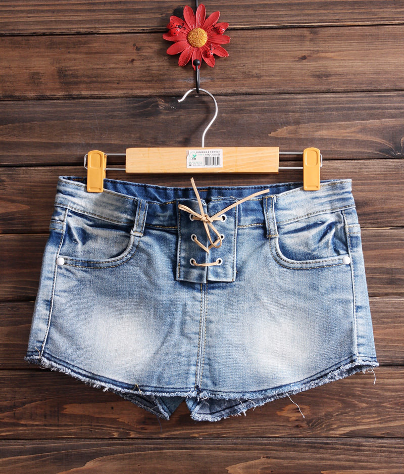 断码清仓磨破<em>底腰牛仔短裤</em>简单修身显瘦深色牛