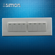 simon西蒙118型开关插座，面板51a带银边系列，八控单控8开墙壁