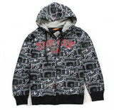 AND1 Player超酷图案 植绒运动连帽卫衣 帽衫拉链外套最大5XL