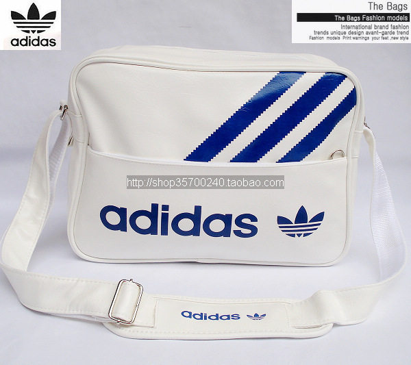 〓冲皇冠〓ADIDAS/阿迪达斯 三叶草休闲单肩包 斜挎包 <span class=H>运动包</span> 白