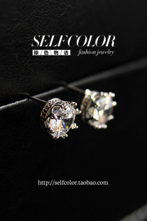  韩版 优雅 立体蕾丝 皇冠 爆闪 钻石 耳钉 饰品 女 银色