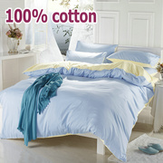 100%棉!微瑕疵纯色，四件套全棉纯棉素色双拼，被套床单床笠床上用品