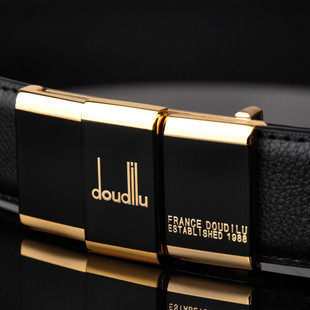 包邮 doudilu 男式 牛皮 正装 24K铜扣 真皮 腰带 平滑扣 皮带