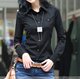 689 10春新款韩版女衬衫 修身长袖女衬衫 五分袖白色黑色女衬衫