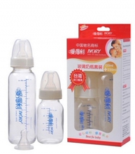 正品爱得利玻璃奶瓶套装120ml+250ml两只标准奶瓶装 台湾进口瓶身