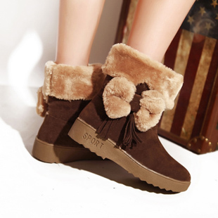 甜美蝴蝶结平底短靴...