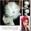 韩式白色羽毛珍珠新娘头花立体花朵婚纱婚礼发夹发饰饰品