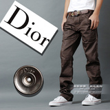 DIOR HOMME经典咖啡色直筒牛仔裤