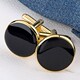 苏眉小铺CL0212 24k镀金圆形黑珐琅袖扣
