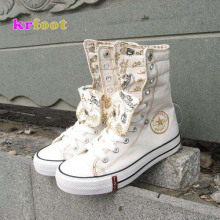 krfoot冲皇冠女鞋hip-pop白色高帮帆布鞋39包快递-帆布鞋