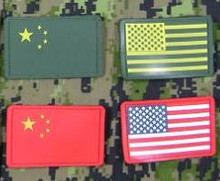 CN/US国旗章 PVC软胶魔术贴旗帜徽章 红/绿 精湛 &radic;