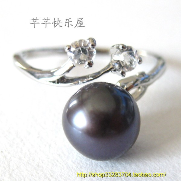 三色*9mm天然珍珠戒指/开口戒指*无暇强光【芊芊快乐屋】|msdalam kategori barang kemas/berlian/Emerald/emas, mutiara asli (baru), barang kemas - dari Buy2taobao.com untuk memberikan perkhidmatan ejen Taobao profesional membeli