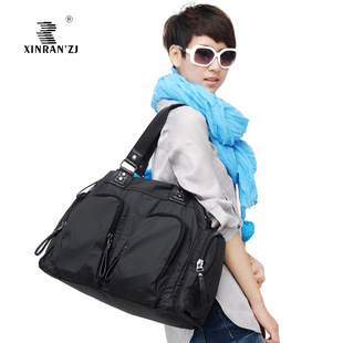 韩版尼龙防水包 短途旅行休闲大包多口袋大容量单肩斜挎女包