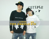 热卖推荐韩国the couple pig/情侣衫\情侣T恤/长袖抱抱