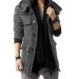 <span class=H>LIHOMME</span>/秋冬新品 深灰毛呢白鸭绒脱卸帽羽绒服-西伯利亚