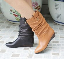 2010秋冬新款 百丽正品 时尚牛皮 低跟 女靴3EW70