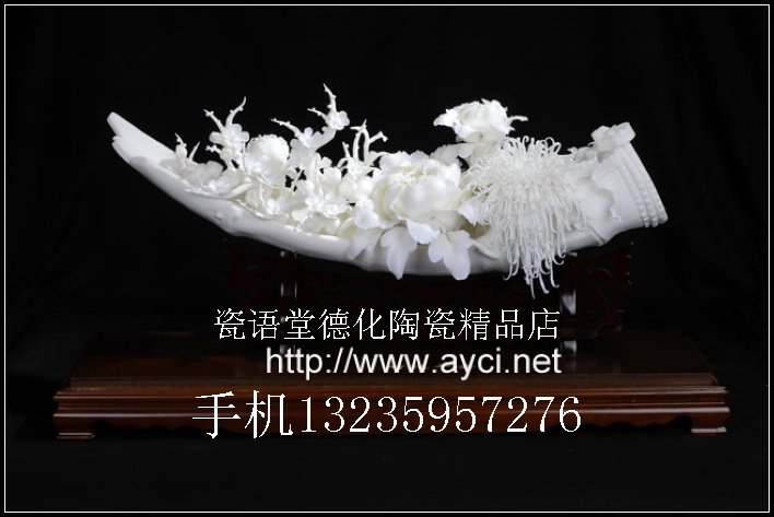 Porcelain language Dehua ceramics Arts and Crafts carving Artwork Porcelain Porcelain flower a decoration BAMBOO Zhou Xiuyanin the Home accessories , Decoration category - from Buy2taobao.com to provide professional Taobao agent buy service