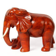 花梨木质大象摆件客厅装饰品实木雕刻工艺品一对小号红木大象20cm