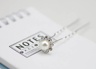  新娘头饰婚礼结婚用品 盘发合金发簪 水钻发簪 一支价两色入 8584