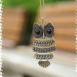  欧美复古风 饰品批发 长款猫头鹰 项链毛衣链 女