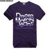 【5折】DEERE MARCHI玩味对半色弹性男士短袖T恤 DM332紫