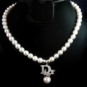 韩国进口字母珍珠水钻项链时尚短链锁骨链新娘百搭送女友礼物