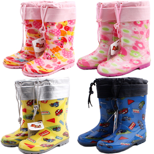  正品海洋鹿儿童雨鞋保暖雨鞋棉雨鞋秋冬季雨靴防水鞋男女童带棉套