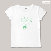 ToBeMe－原创设计个性短袖T恤纯棉宽松 黑白灰色梅花与鹿女款