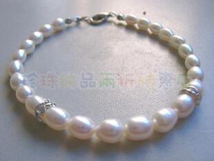  白色水滴镶锆石珍珠手链