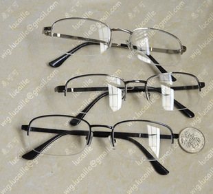 cos鬼畜眼镜志村新八眼镜部学生严肃款半框方形眼镜送镜盒