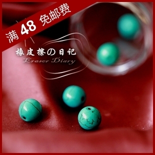  DIY饰品材料配件 复古 浅花纹圆形绿松石 配件