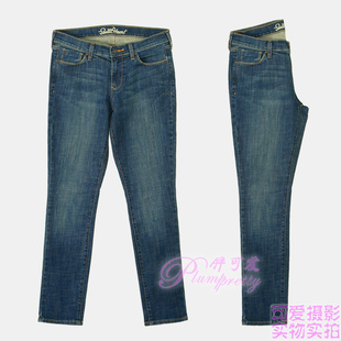 胖可爱 GAP old navy猫须磨白紧腿牛仔裤铅笔裤 大码女装