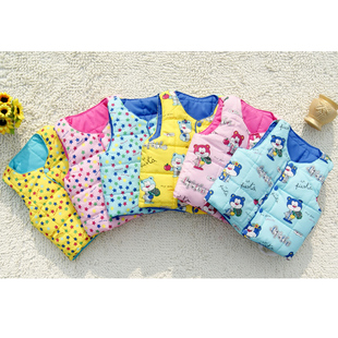  秋冬童装宝宝背心男女童两面双面穿仿羽绒开衫马甲儿童棉背心内胆