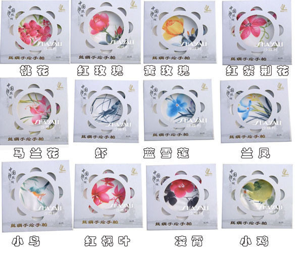 沙雅利 杭州特产精致丝绸手绘手帕手绢手巾 花卉手帕 小礼品