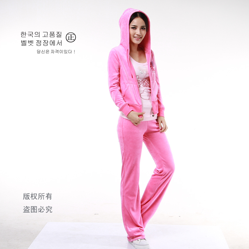 韩国运动 pink 女天鹅绒运动套装 长款 卫衣 20