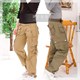 多口袋布裤直筒裤工装裤