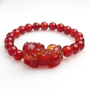  甡轩和正品 开光天然冰种红玛瑙貔貅手链 水晶手链男女款招财助运